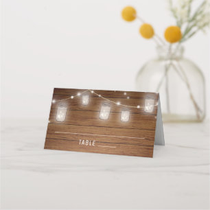 Rustic Wood Mason Jar Wedding Place Card
