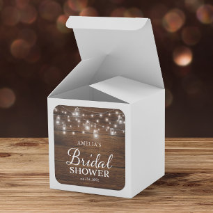 Rustic Wood Mason Jars and Lights Bridal Shower Square Sticker