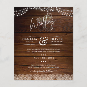 Rustic Wood Mason Jars Lights Gypsophila Wedding Flyer