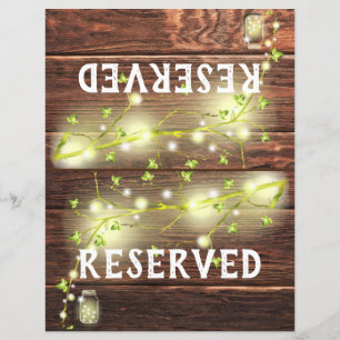 Rustic Wood Mason Lights Folding Reserved Sign