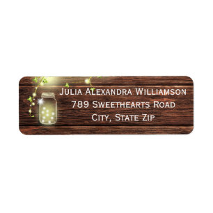 Rustic Wood Mason String Lights Return Address