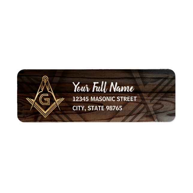 Rustic Wood Masonic Return Address Labels (Front)