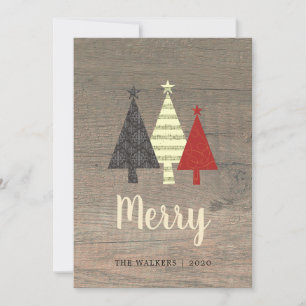 Rustic Wood Merry Christmas Holiday Card