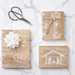 Rustic Wood Merry CHRISTmas Nativity Religious Whi Wrapping Paper Sheet<br><div class="desc">We say 'Merry Christmas' but often we forget the origin of the words. This original hand lettering uses its unique design to tell the story simply and elegantly. Show your CHRISTmas spirit and share your faith with others. This design also comes in the black chalkboard on this wood and it's...</div>