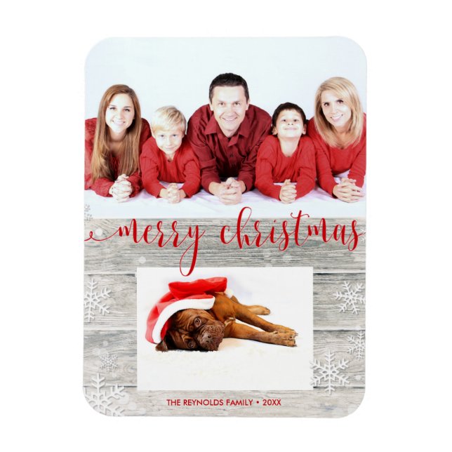 Rustic Wood Merry Christmas - Photo Magnet (Vertical)