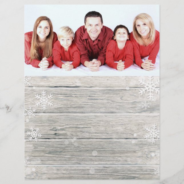 Rustic Wood Merry Christmas Photo Stationery Paper (Front)
