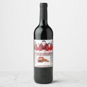 Rustic Wood Merry Christmas Photo - Wine Label