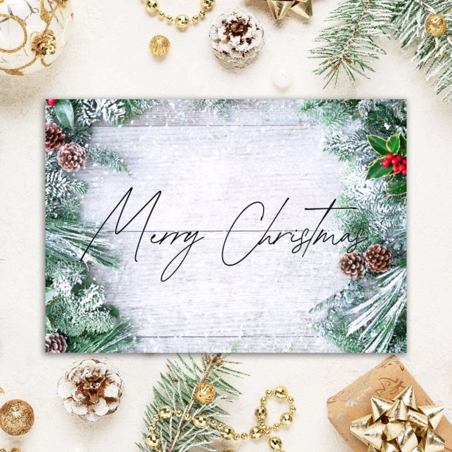 Rustic Wood Merry Christmas Realtor Holiday Card (Creator Uploaded)