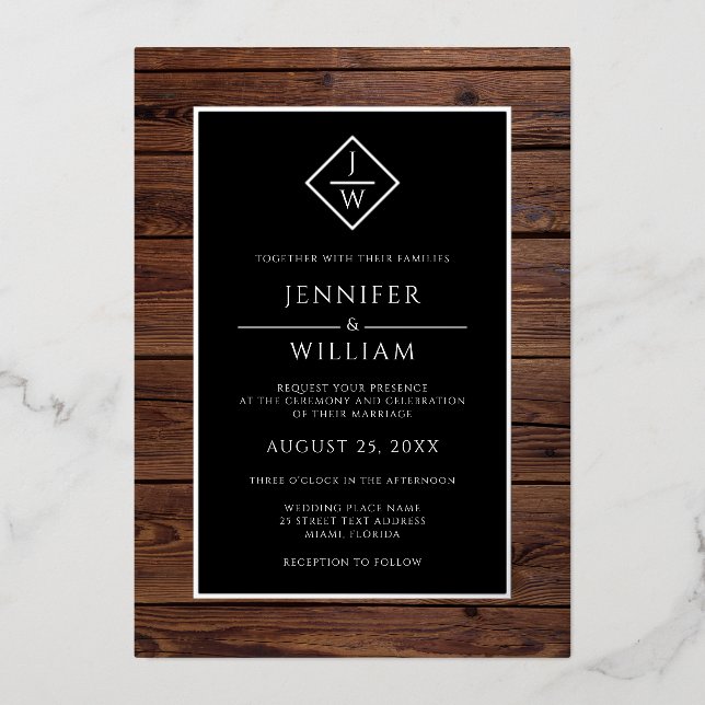 Rustic Wood Minimalist Formal Classic Initial Boho (Front)