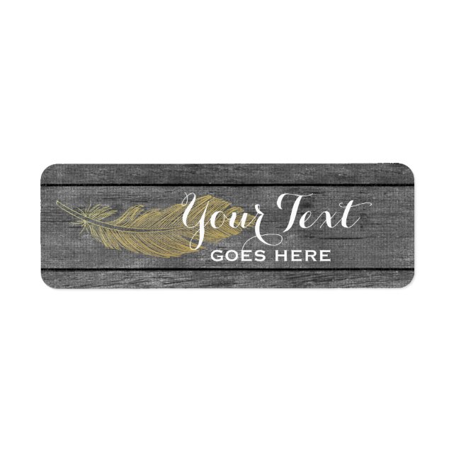 Rustic Wood & Modern Gold Feather Bohemian Chic (Front)