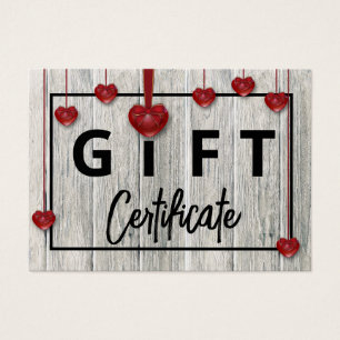 Rustic Wood Modern Valentines Day Hearts Gift Card
