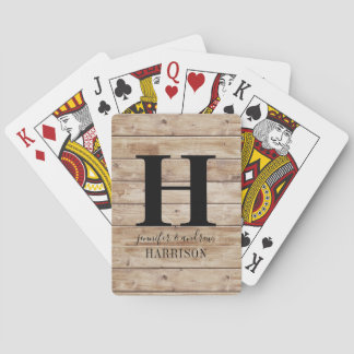 Rustic Wood Monogram  Bicycle Playing Cards
