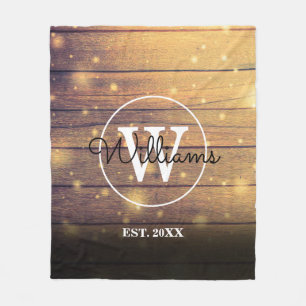 Rustic Wood Monogram Fleece Blanket