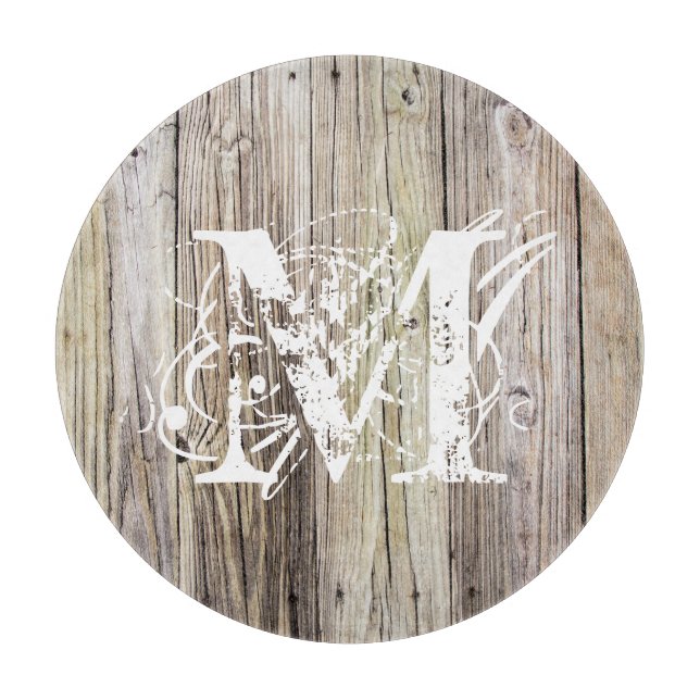 Rustic Wood Monogrammed Cutting Board (Front)