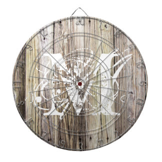 Rustic Wood Monogrammed Dartboard