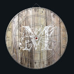 Rustic Wood Monogrammed Dartboard<br><div class="desc">Detailed photograph of weathered old boards on a dock. Shows wood grain, knots, and aging in these beautiful boards that have been exposed to sun, moisture and salt for many years. Add a custom monogram in a Lacy weathered look and you've got rustic elegance of shabby chic for any cowgirl...</div>