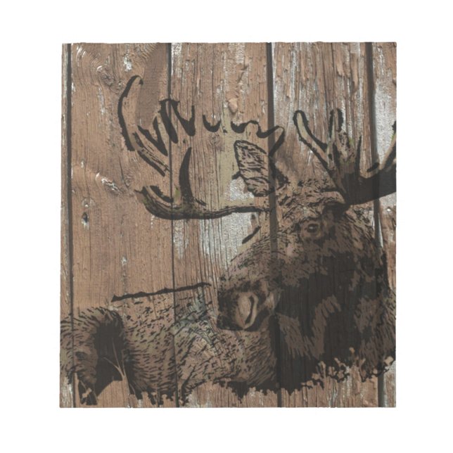 Rustic wood moose notepad (Front)