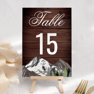 Rustic Wood Mountain Forest Wedding Table Number
