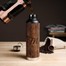 Rustic wood mountain thermal tumbler