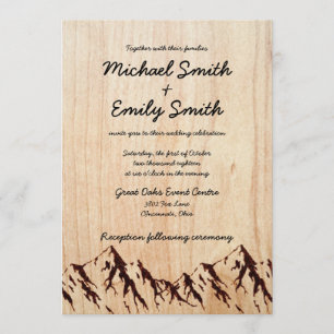 Rustic Wood & Mountains Wedding Invitations