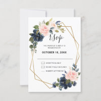Rustic Wood Navy Blue Blush Pink Geometric Wedding