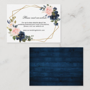 Rustic Wood Navy Blush Geometric Website Details Enclosure Card