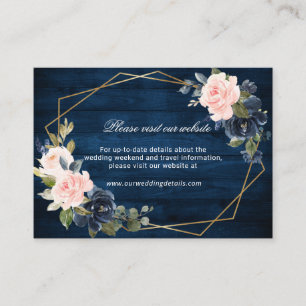 Rustic Wood Navy Blush Geometric Website Details Enclosure Card
