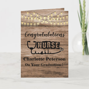 Rustic Wood Nurse Graduation Congratulation Card