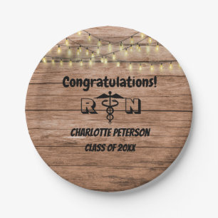 Rustic Wood Nurse Graduation Party  Paper Plate