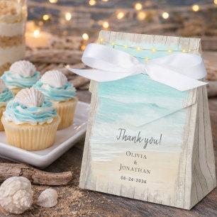 Rustic Wood Ocean Beach Wedding  Favour Box