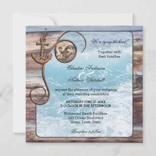 Rustic Wood Ocean Nautical Wedding Invitation