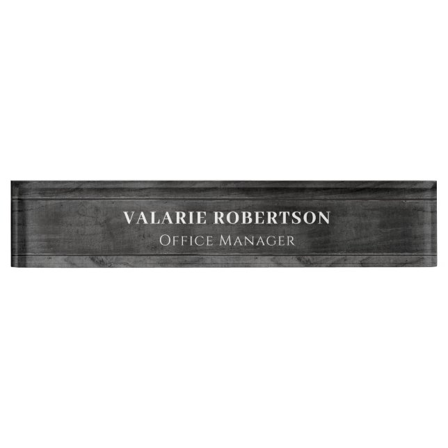 Rustic Wood Office  Desk Name Plate (Front)