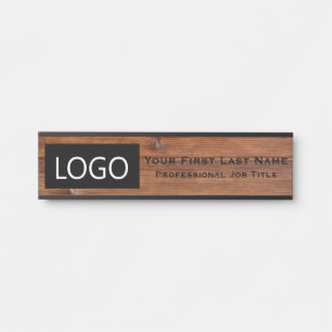 Rustic Wood Office Door Sign Logo Name Plate