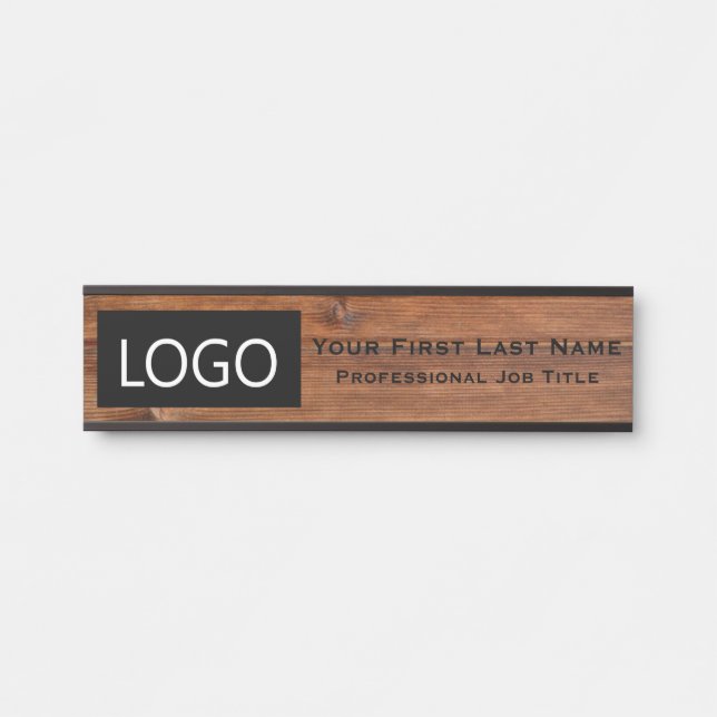 Rustic Wood Office Door Sign Logo Name Plate (Front)