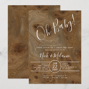 Rustic Wood Oh Baby co-ed baby shower Invitation