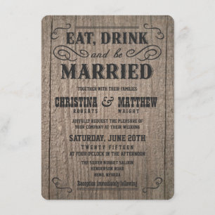 Rustic Wood Old Western Wedding Invitations