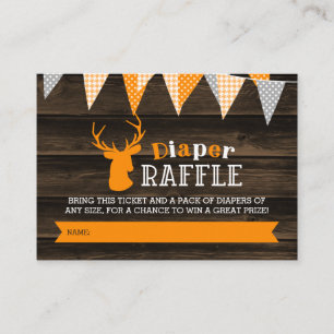 Rustic Wood Orange Deer Boy Diaper Raffle Ticket Enclosure Card