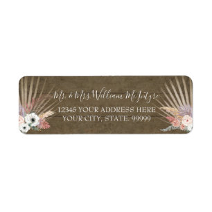 Rustic Wood Palm Pink Floral Tropical Leaf Wedding