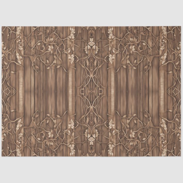 Rustic Wood Panel Decoupage Tissue Paper (Front)