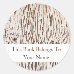 Rustic Wood Pattern Library Bookplate Classic Round Sticker