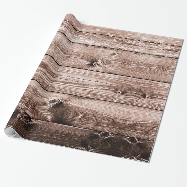 Rustic Wood Pattern Wrapping Paper (Unrolled)