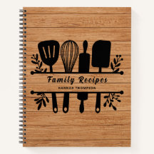 Rustic Wood Personalised Cookbook Family Recipes