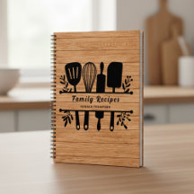 Rustic Wood Personalised Cookbook Family Recipes