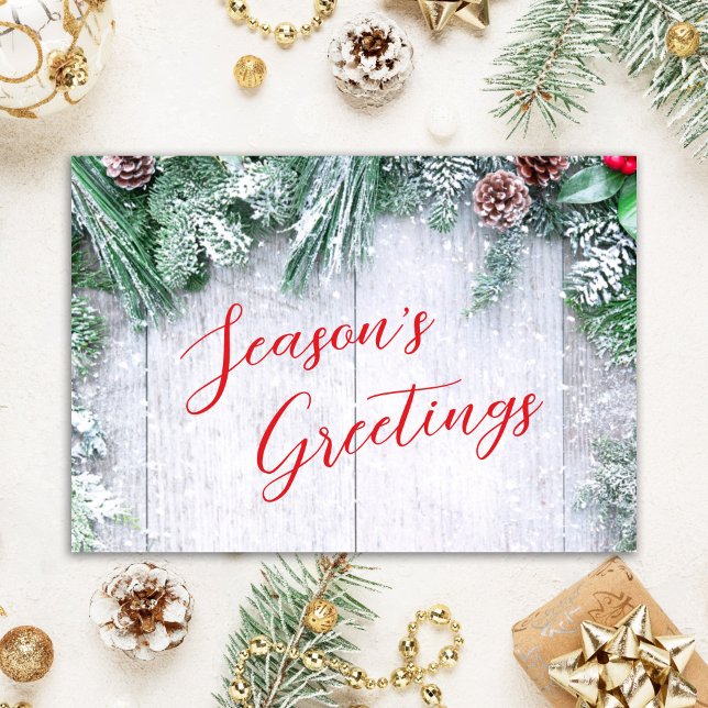 Rustic Wood Personalised Corporate Holiday Card (Creator Uploaded)