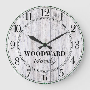 Rustic Wood Personalised Family Name Large Clock