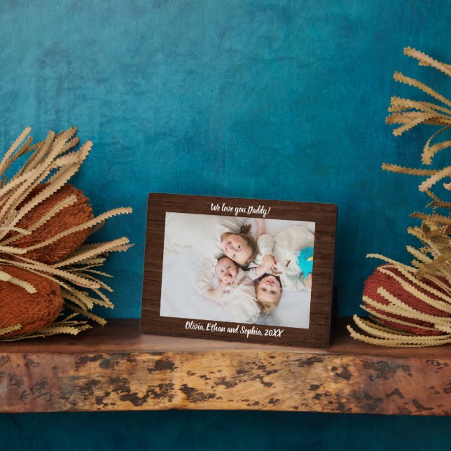Rustic Wood Personalised Name Photo Plaque (Side)