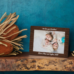 Rustic Wood Personalised Name Photo Plaque