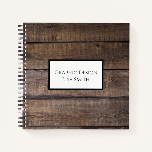 Rustic Wood Personalised Notebook (Front)