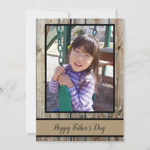 Rustic Wood Personalised Photo Happy Fathers Day Holiday Card