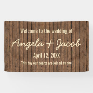 Rustic Wood Personalised Wedding Banner
